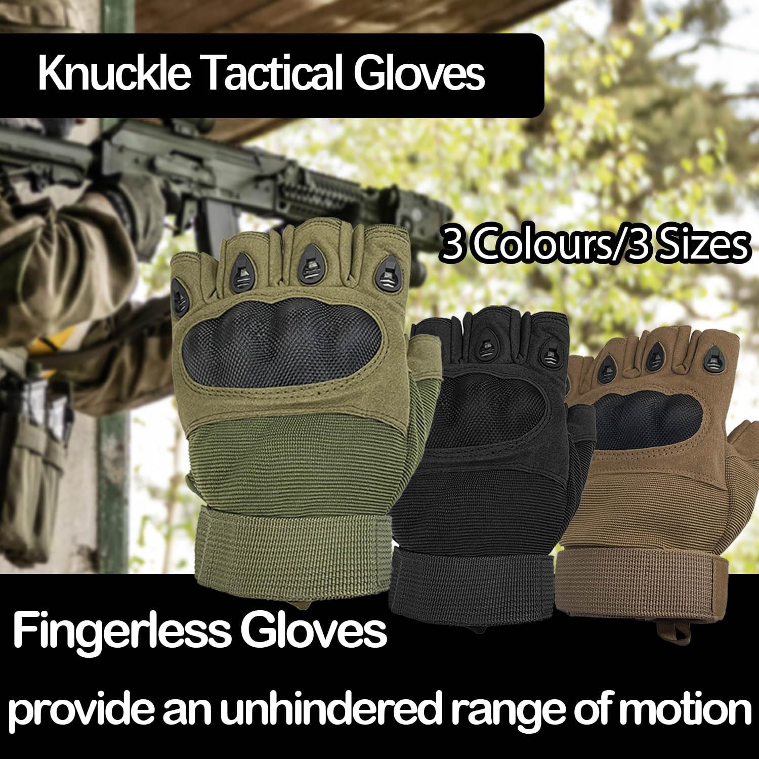 Sutekus Fingerless Tactical Gloves Touchscreen Work Gloves with Hard Knuckle Half Finger Utility Gloves for Sports Work Outdoor - Image 3