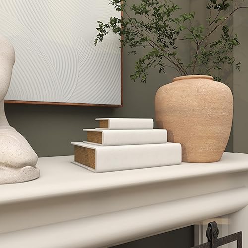 Miniatura 7 de Deco 79 Modern Linen Caja Rectangular, Juego de 3 12", 9", 6"H, Blanco