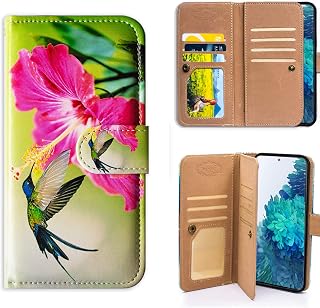 Bcov Galaxy S20 FE 5G Wallet Case, Hummingbird Red Flowers Leather Flip Wallet Case Phone Cover with Card Slot Holder Kickstand for Samsung Galaxy S20 FE 5G / S20 Fan Edition