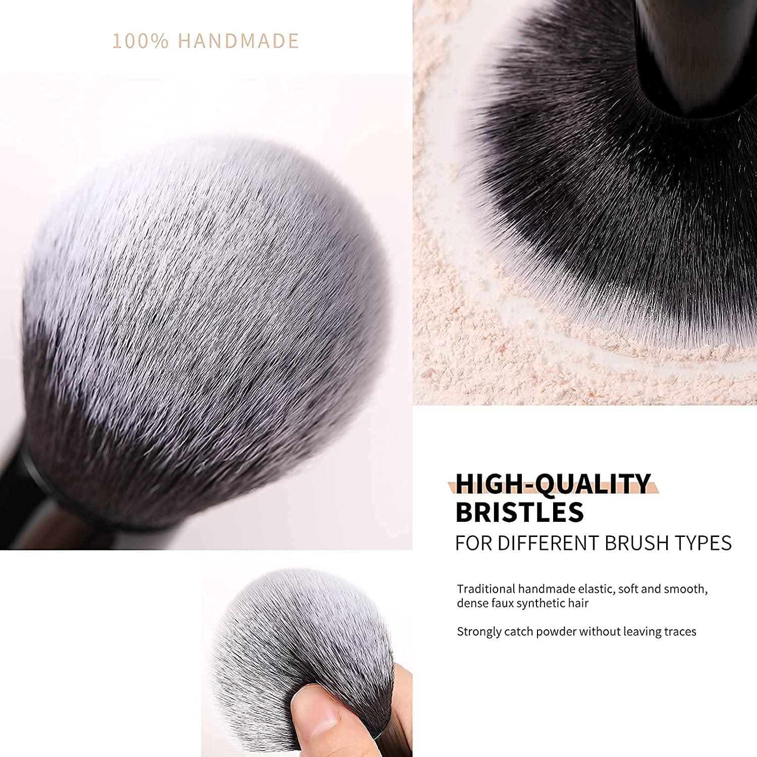 DUcare Make Up Pinsel 15 Stück Professionelle Makeup Pinselsets Premium Synthetische Schminkpinsel Kosmetikpinsel Kabuki Makeup Brushes Foundation Blending Pinsel - Schwarz