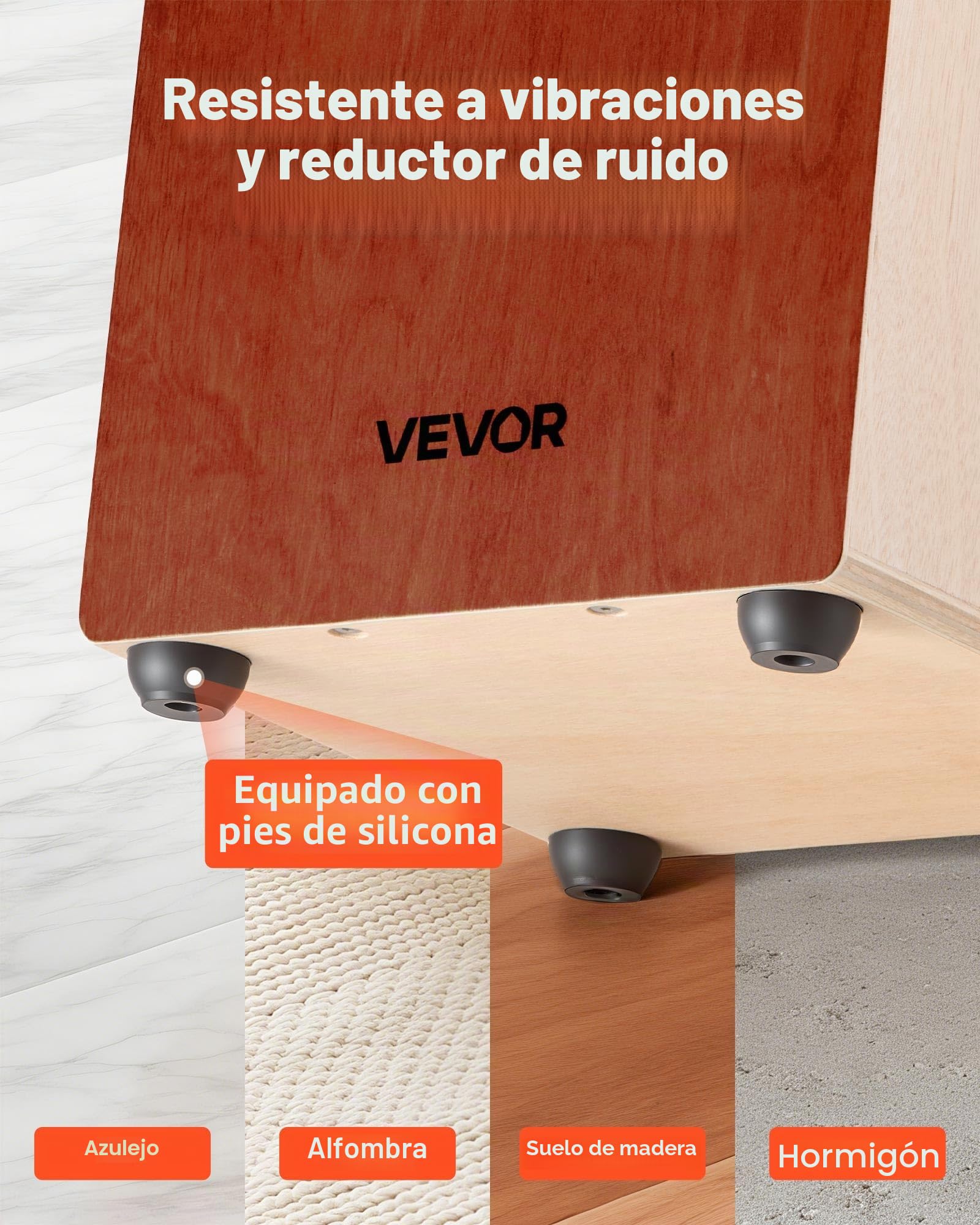 VEVOR Cajón de Percusión de Madera, Tambor Portátil Ligero de Madera de Abedul de 305 x 305 x 430 mm con Cuerdas de Guitarra Internas y Patas de Silicona para Principiantes y Profesionales