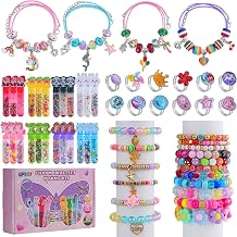 AIPRIDY Creative Beading Kit, Charm Bracelet Jewelry Making Kit for Kids, 18 Styles, 24 Pack Bracelet Wands,Classroom Prizes,Goodie Bags Stuffers, Ages 4+ 700, Glass+Plastic Mixed