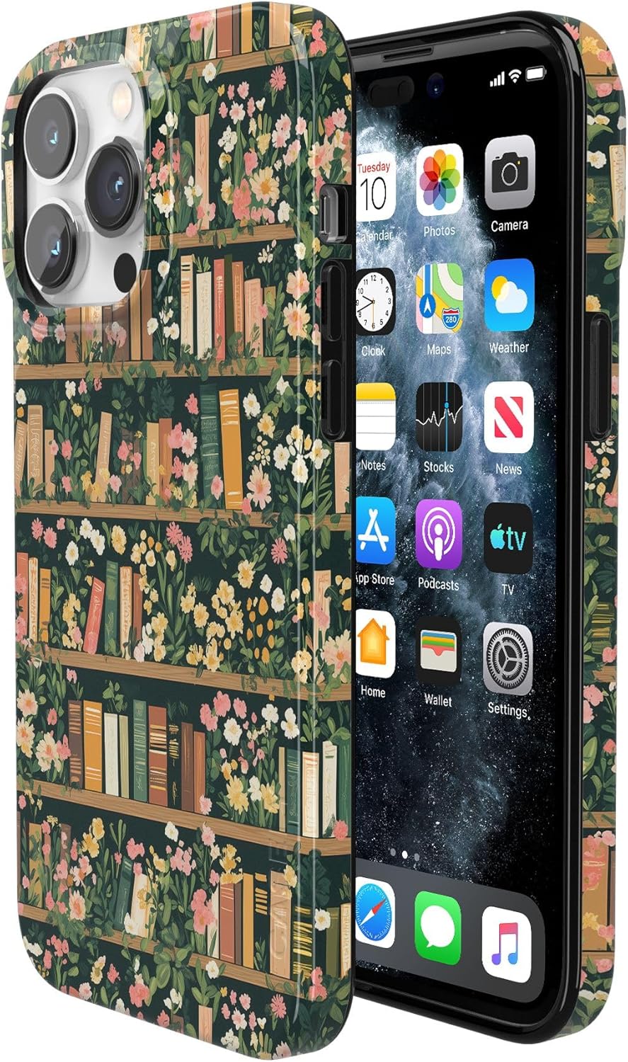 Casely iPhone 14 Pro Max Case | Book Nook | Floral Library | Compatible with MagSafe | Classic Ultra Thin Design