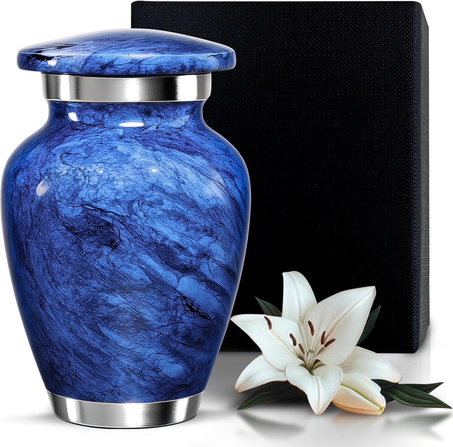 Small Urn for Ashes Male & Female – Mini Cremation Urns for Human Ashes Keepsake – Little Miniature Ash Urn for Mom & Dad – Tiny Decorative Memorial Keepsake for Loved Ones (Blue, Small)
