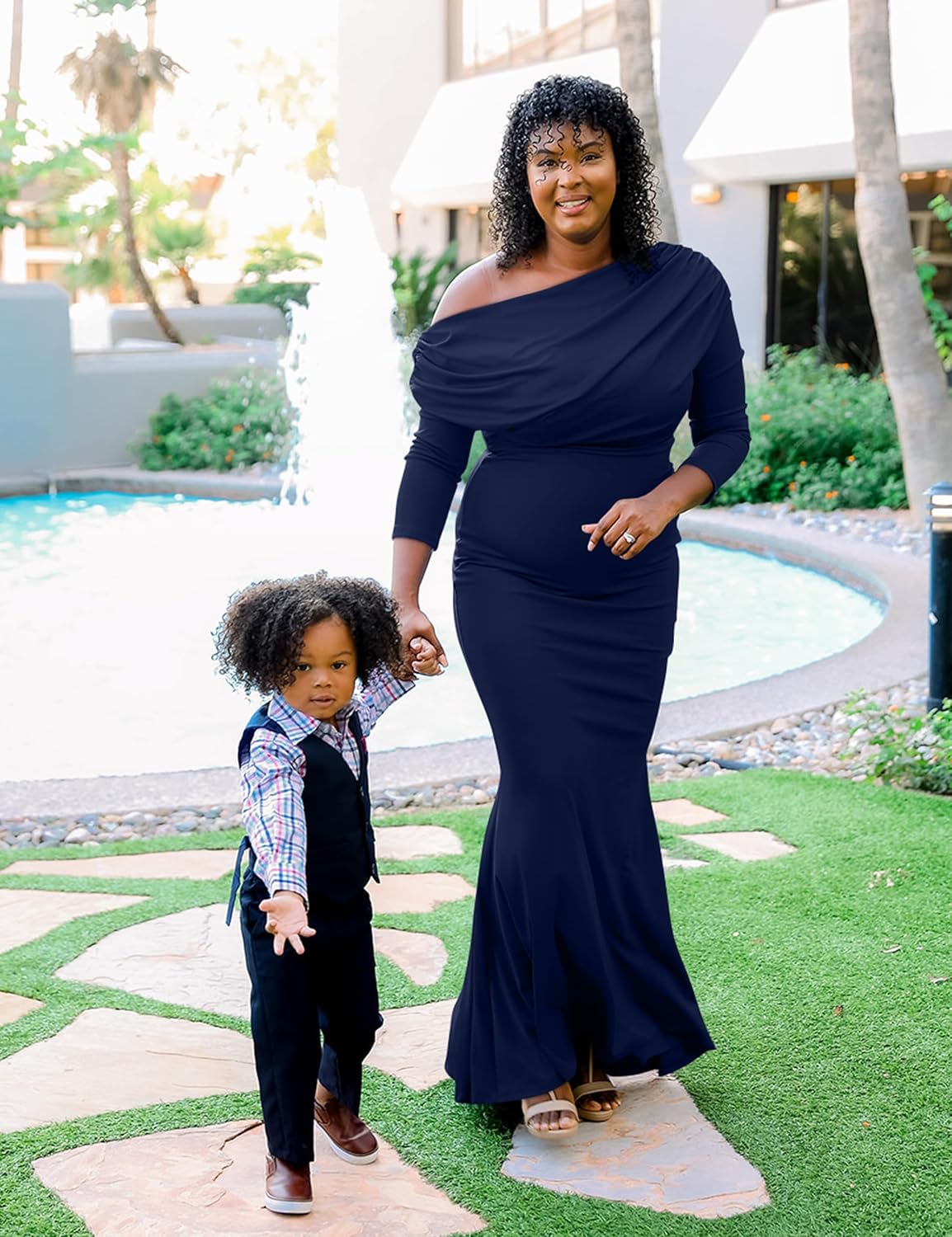 YMDUCH Women's Sexy Elegant Long Sleeve Off Shoulder Bodycon Long Evening Formal Dress - Image 8