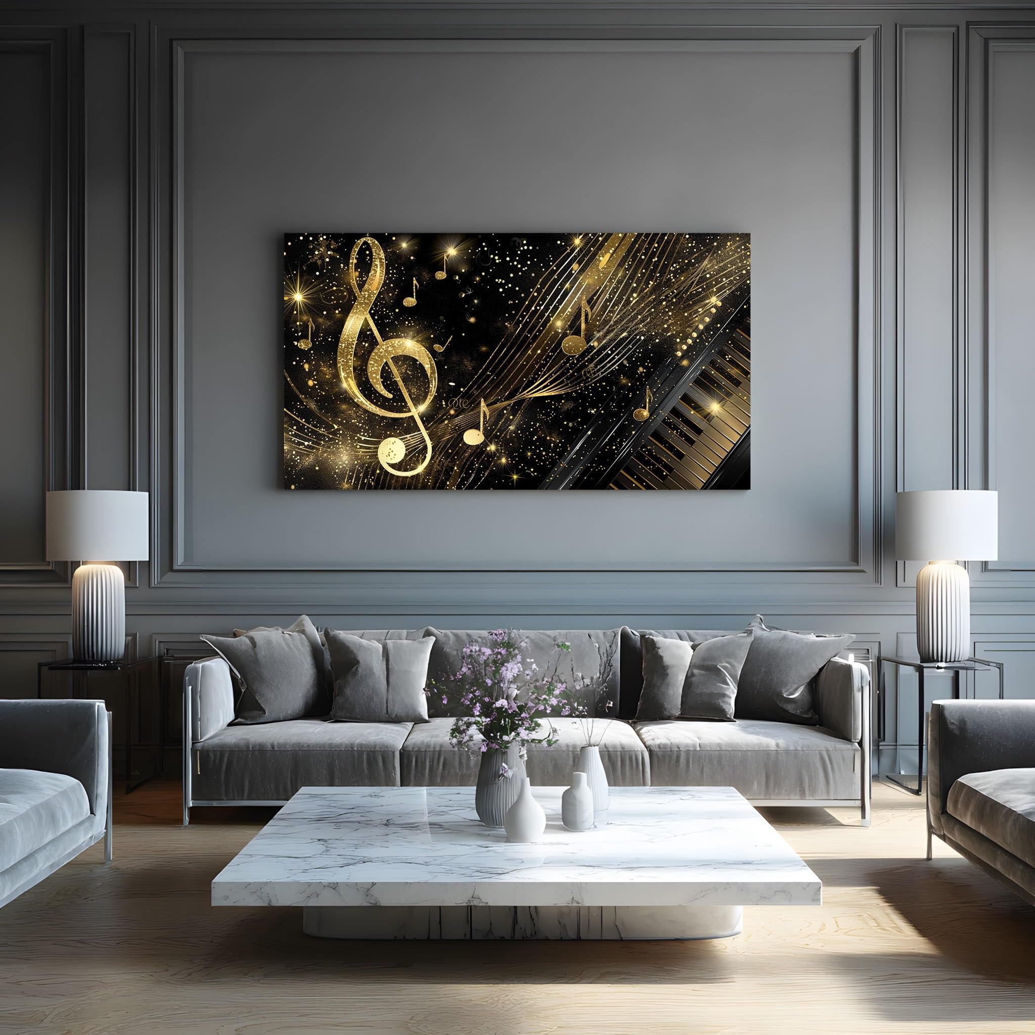 Generico Musicale Chiave di Violino Quadri Per La Camera Da Letto 80x120 cm | Rock Pianoforte Quadri Moderni Soggiorno Su Tela Stampa Da Parete Lusso Nota Musicale Grandi Dimensioni Per Ufficio E Salotto