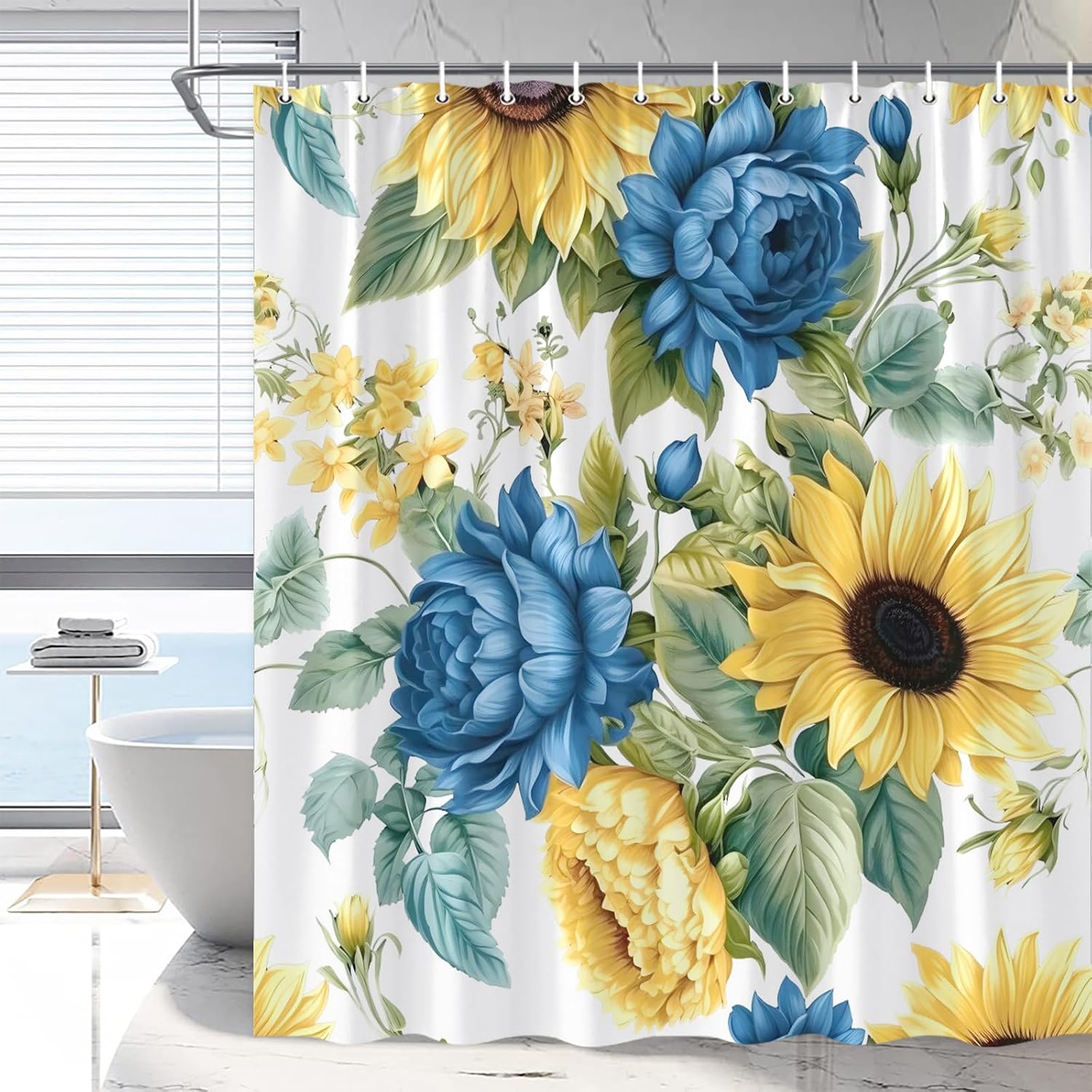 RDRUVA Duschvorhang-Set Mit Haken – 180 X 180 Cm, Aquarell-Blumenmuster Rosa/grau, Polyester