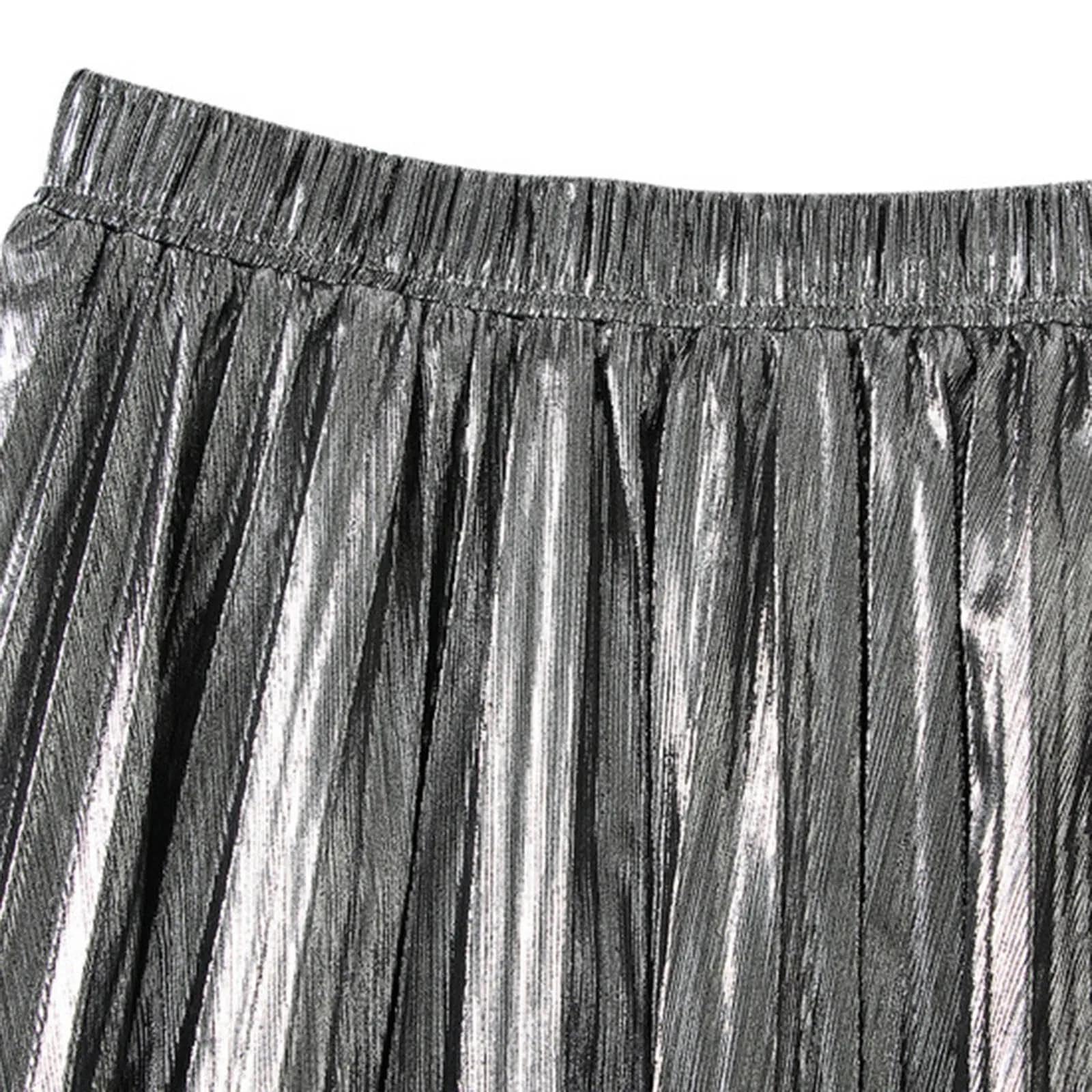 Rock Damen Langer Taille Skirt Linie Falten Damen Faltenrock A-Linienrock Rock