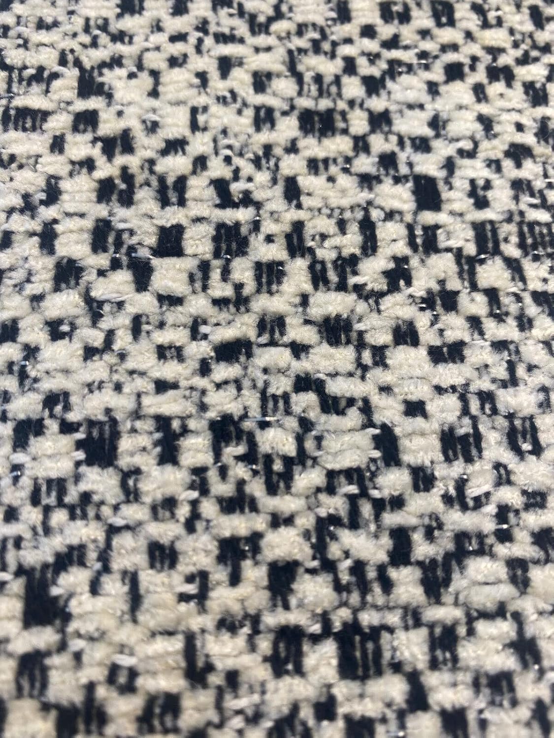 Soft Chenìlle Ivory Black Domino Upholstery Fabric by The Yard