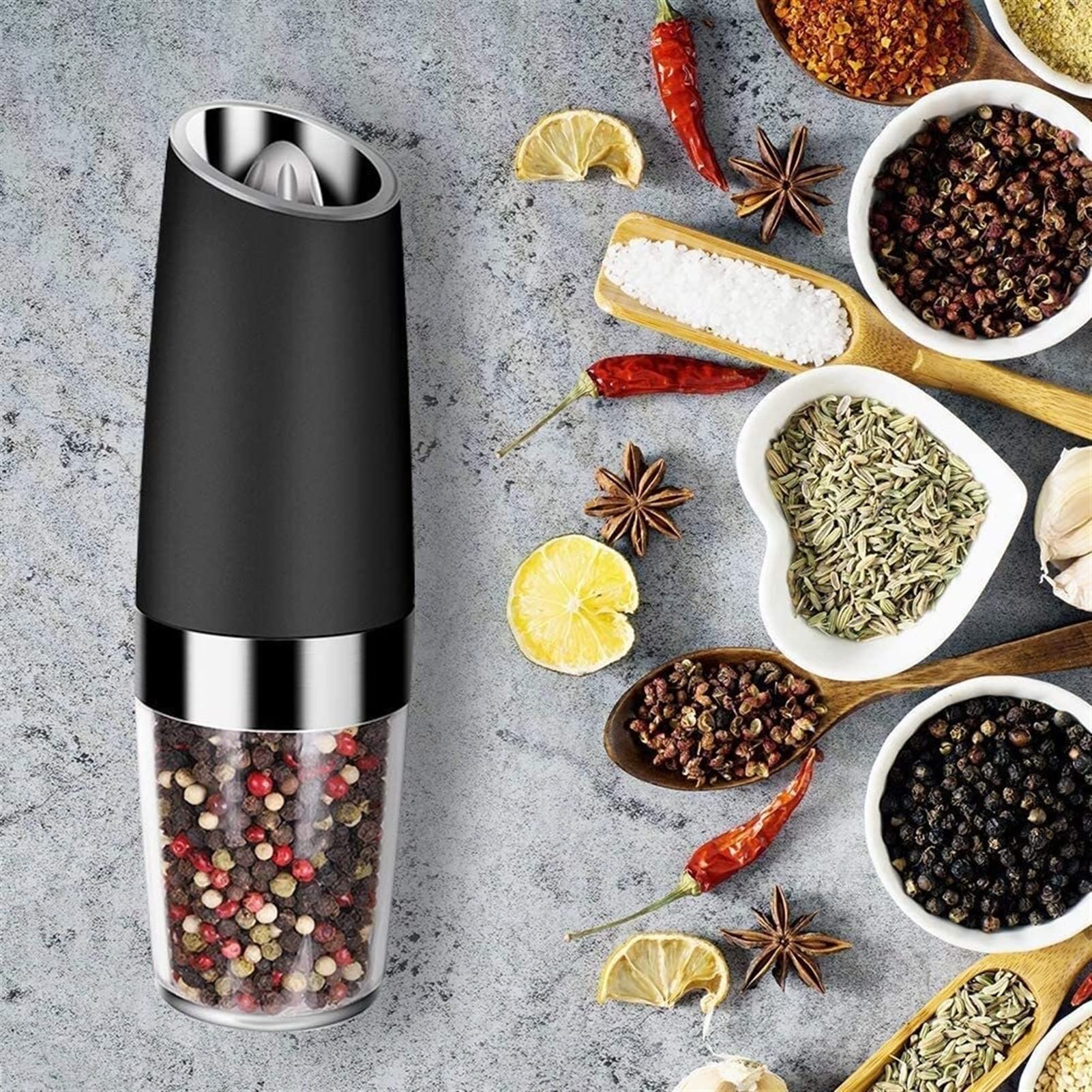 XMING Grinder Pepe in Acciaio Inox Cucina Cucina Nero Pepe Pepe Pepe Pepe Elettrico Fresco Pepe macinato macina Sale