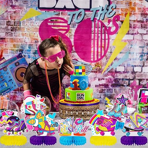 Miniatura 5 de PHOGARY 9 centros de mesa de panal de abeja para patinaje sobre ruedas, recuerdos de fiesta, decoraciones de fiesta de patinaje, patineta,