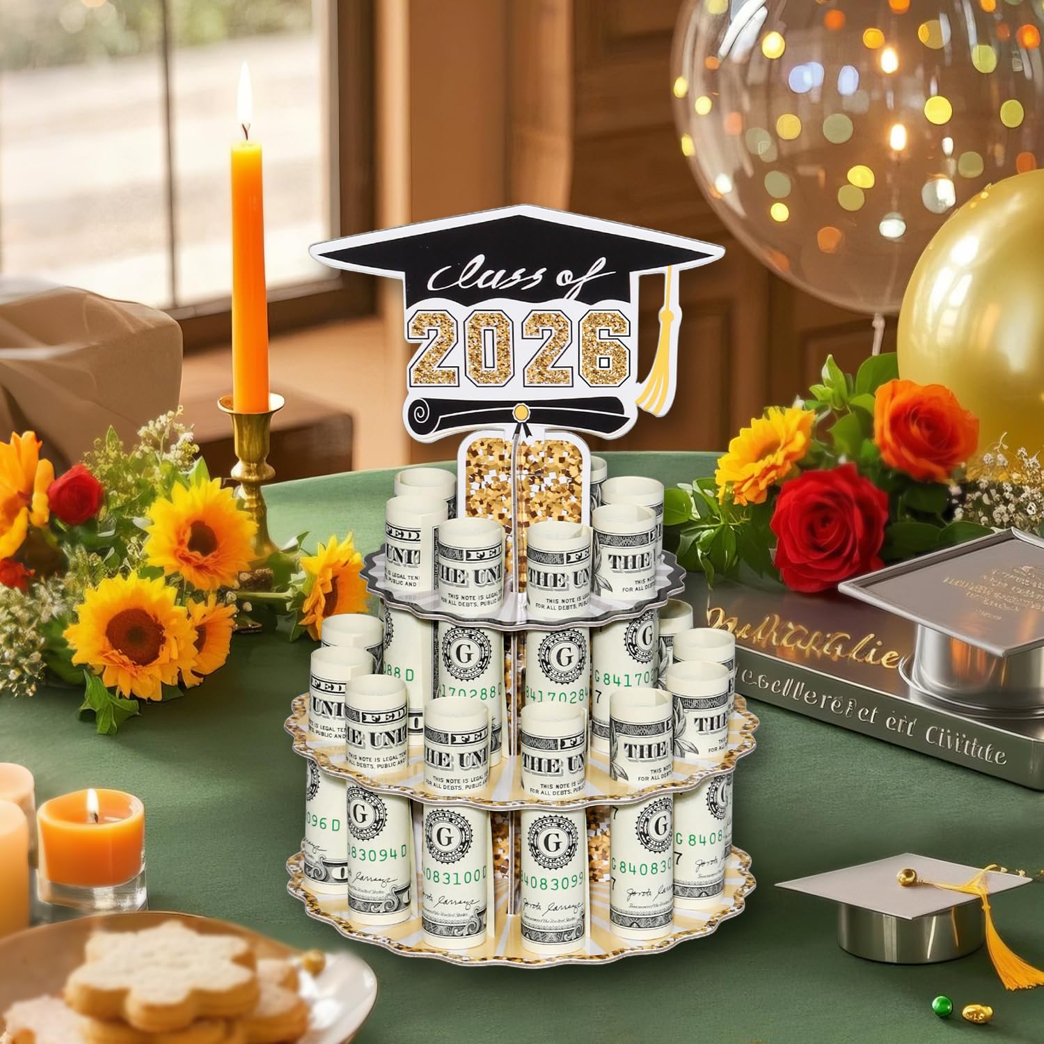 Graduation Money Holder for Cash Gift, 2026 Graduation Gifts Money Holder Leis Cash Cake for Congrats Class of 2026 Graduation Party Supplies (1 pcs)