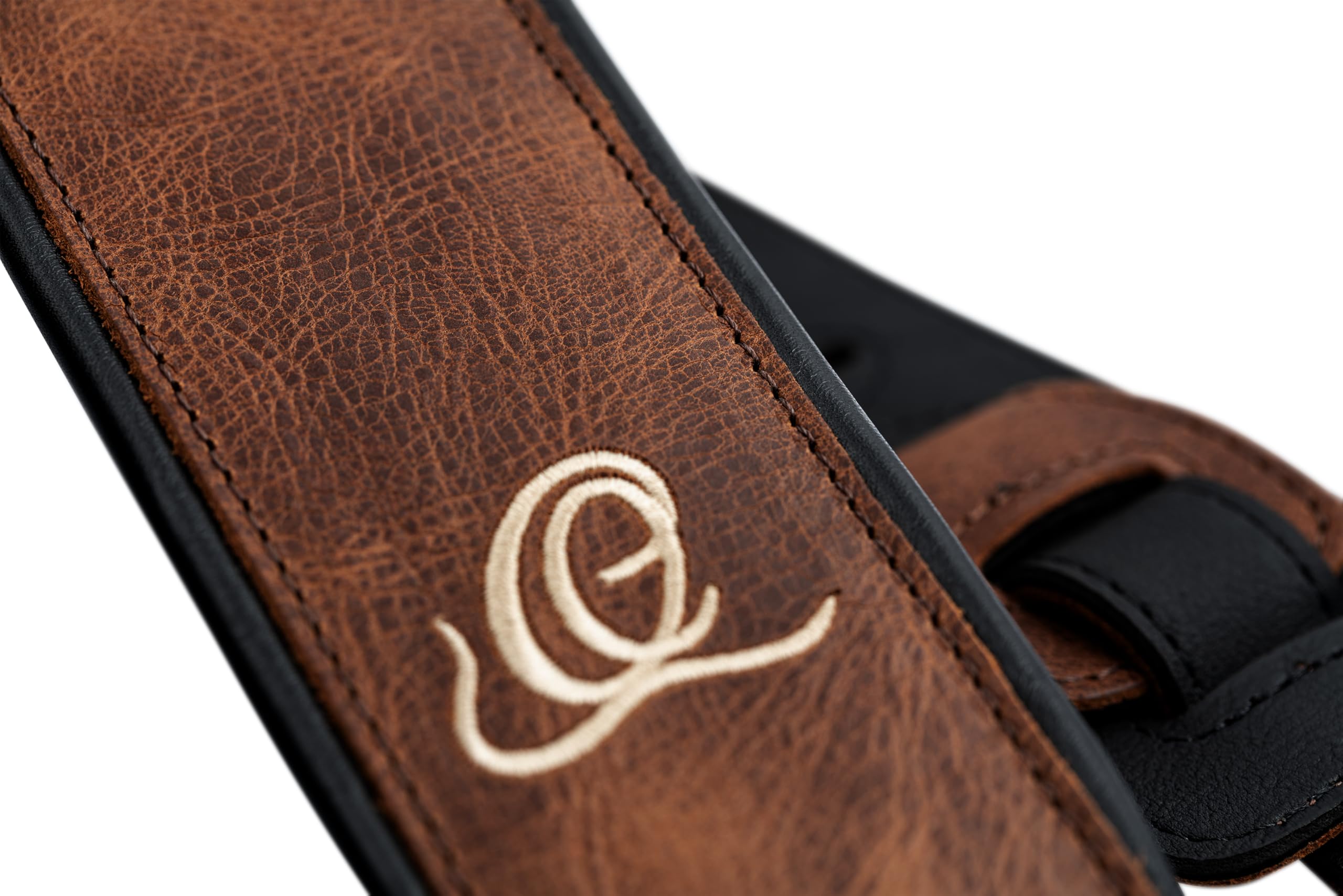Ortega Guitars Gitarrengurt Länge Verstellbar - Akustik Gitarre / Bass, E-Gitarre, E-Bass - Classic Series - Echtleder, Vintage Cognac (OSCL-7)