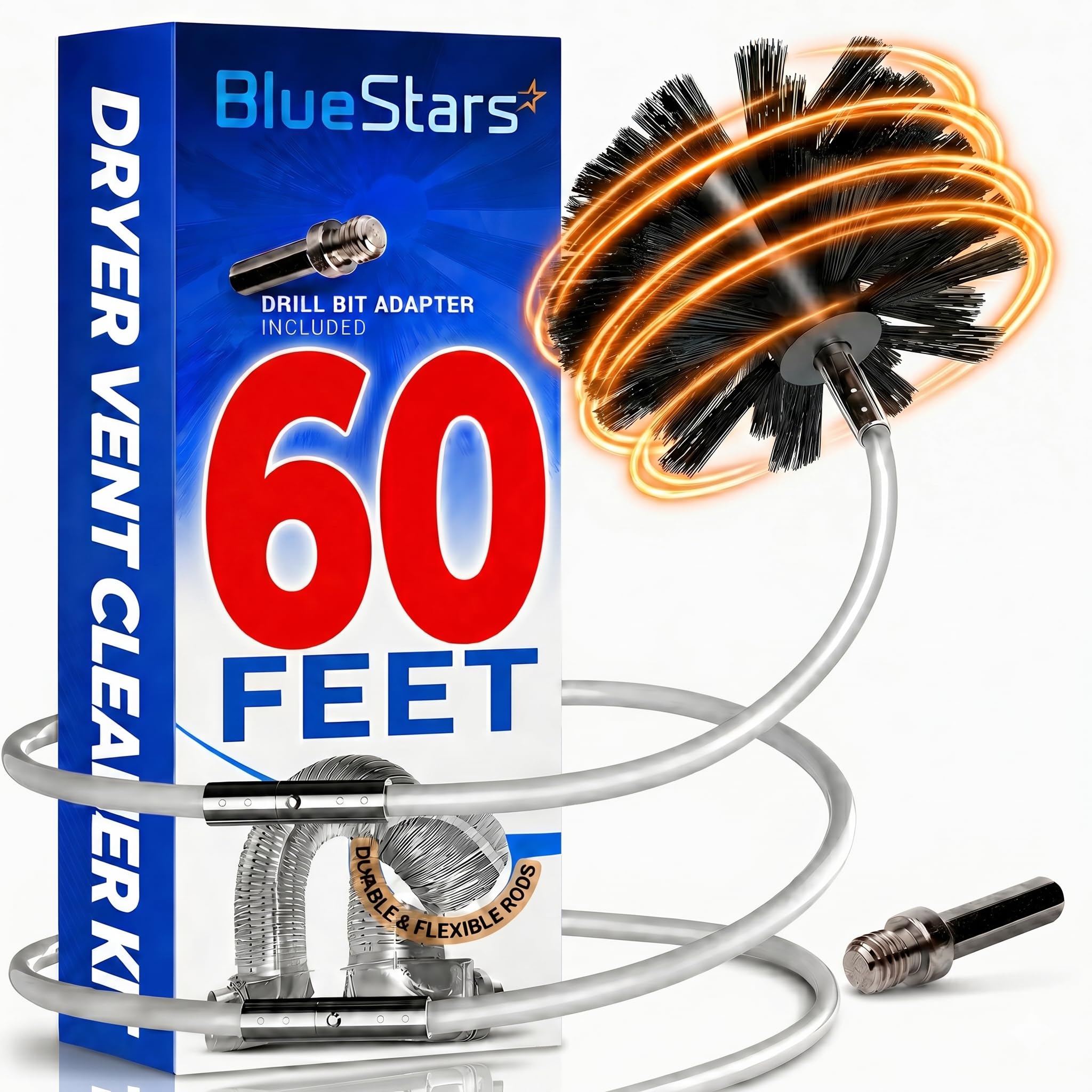 Amazon.com: BlueStars 60-Feet Dryer Vent Cleaner Kit with Drill
