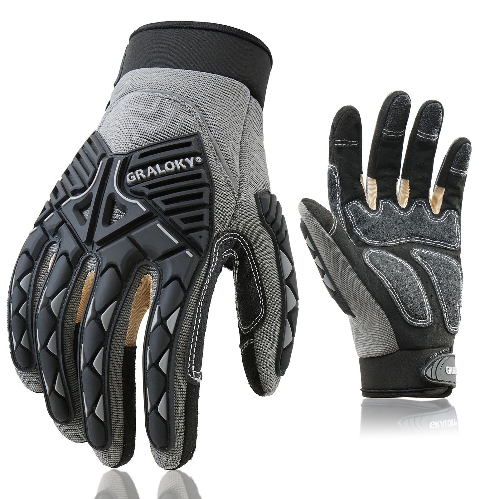 Guantes de trabajo de seguridad para hombres y mujeres, guantes de impacto TPR para hombres y mujeres, guantes antivibraciones, guantes de trabajo resistentes para jardinería, mecánico de