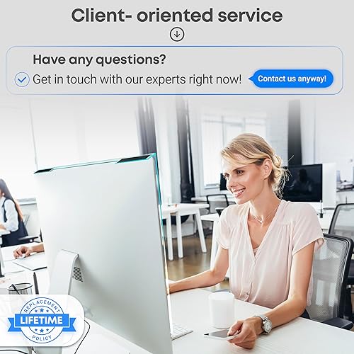 Miniatura 9 de VINTEZ Protector de pantalla de luz azul para monitor de computadora y portátil de 26, 27 pulgadas, película de bloqueo de luz azul anti-UV para PC