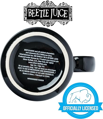 Miniatura 45 de Silver Buffalo Casper The Friendly Ghost - Taza de cerámica, 20 onzas Casper El fantasma amistoso,Beetlejuice rayas verdes y negras,Beetlejuice aquí