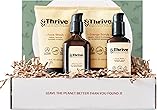 THRIVE Natural VIP Men's Skin Care Set (4 Piece) – Grooming Gift Set to Wash, Exfoliate, Shave & Soothe – Gift for Men Made in USA with Organic & Unique Natural Ingredients for Healthy Mens Skincare