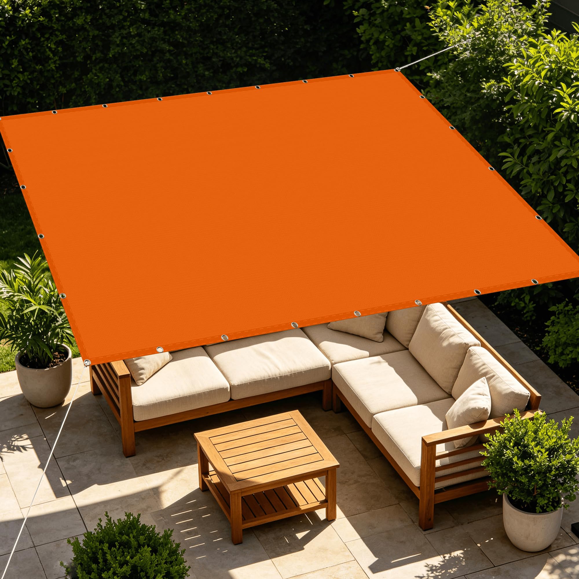 Voile de parasoleil pour patio et terrasse orange 1.8x1.8m respirant