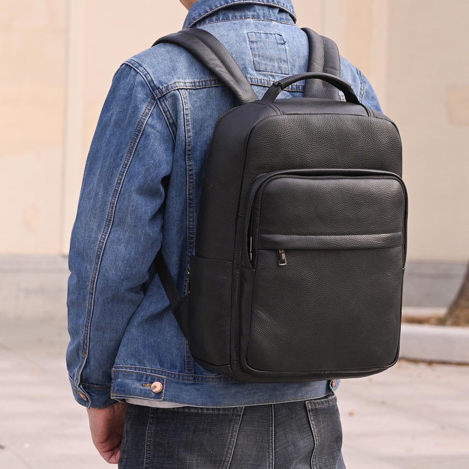 Zaino Business Uomo Pelle Vintage Zaini per 15,6 pollici MacBook Laptop Daypack per Ufficio Zainetto Grande in Vera Pelle, Zaino per computer portatile da uomo