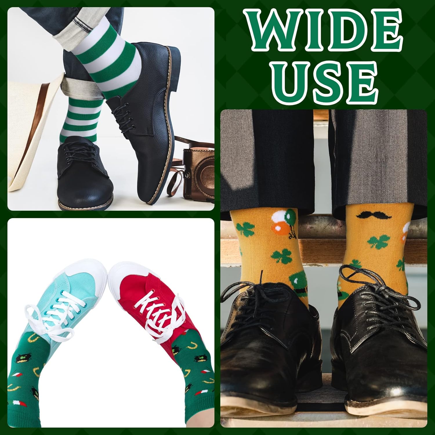 Funtery 12 Pairs Valentine Day St. Patrick's Day Easter Socks Heart Shamrocks - Image 4