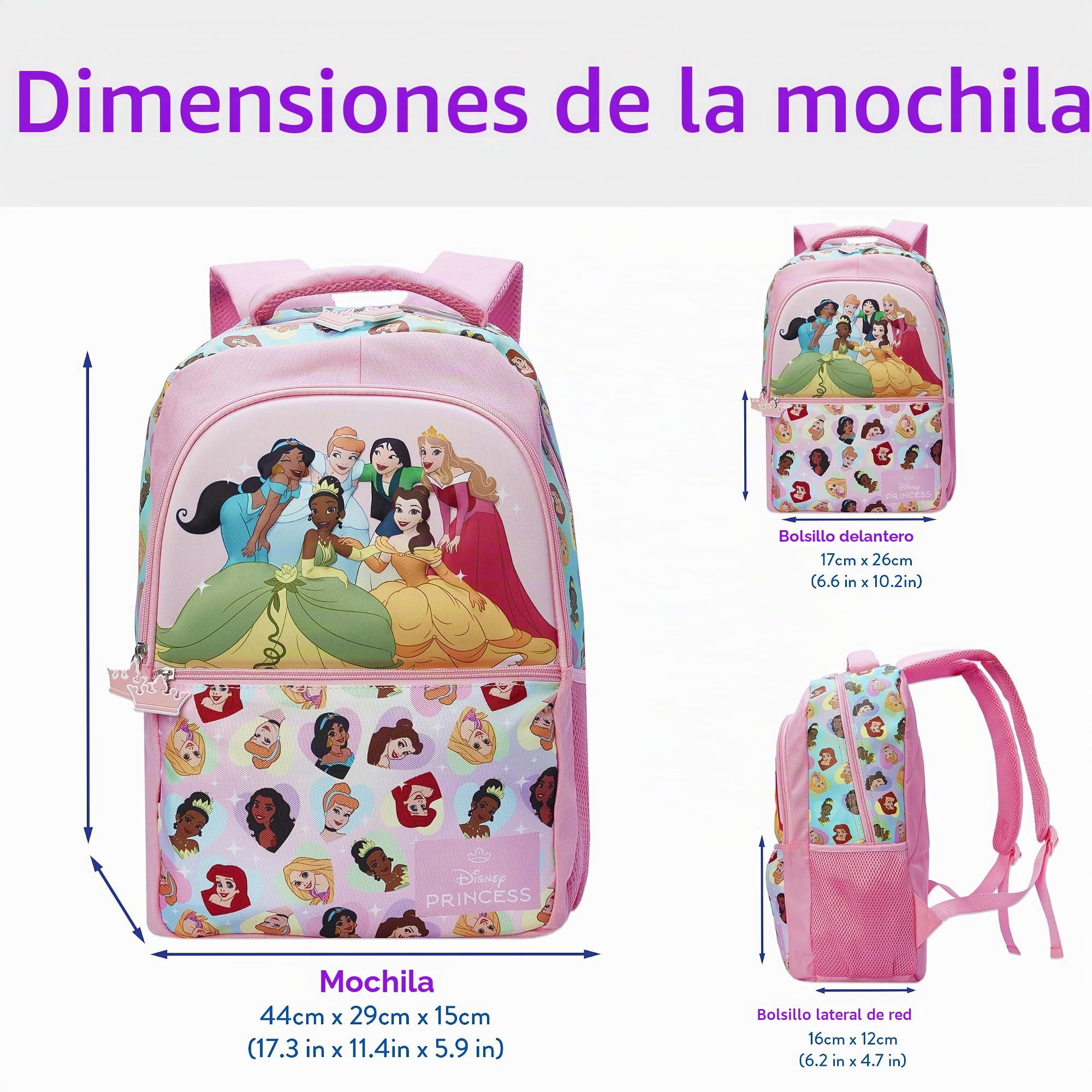 Disney Mochila Niña, Princesas Mochilas Pequeñas, Pink One Size