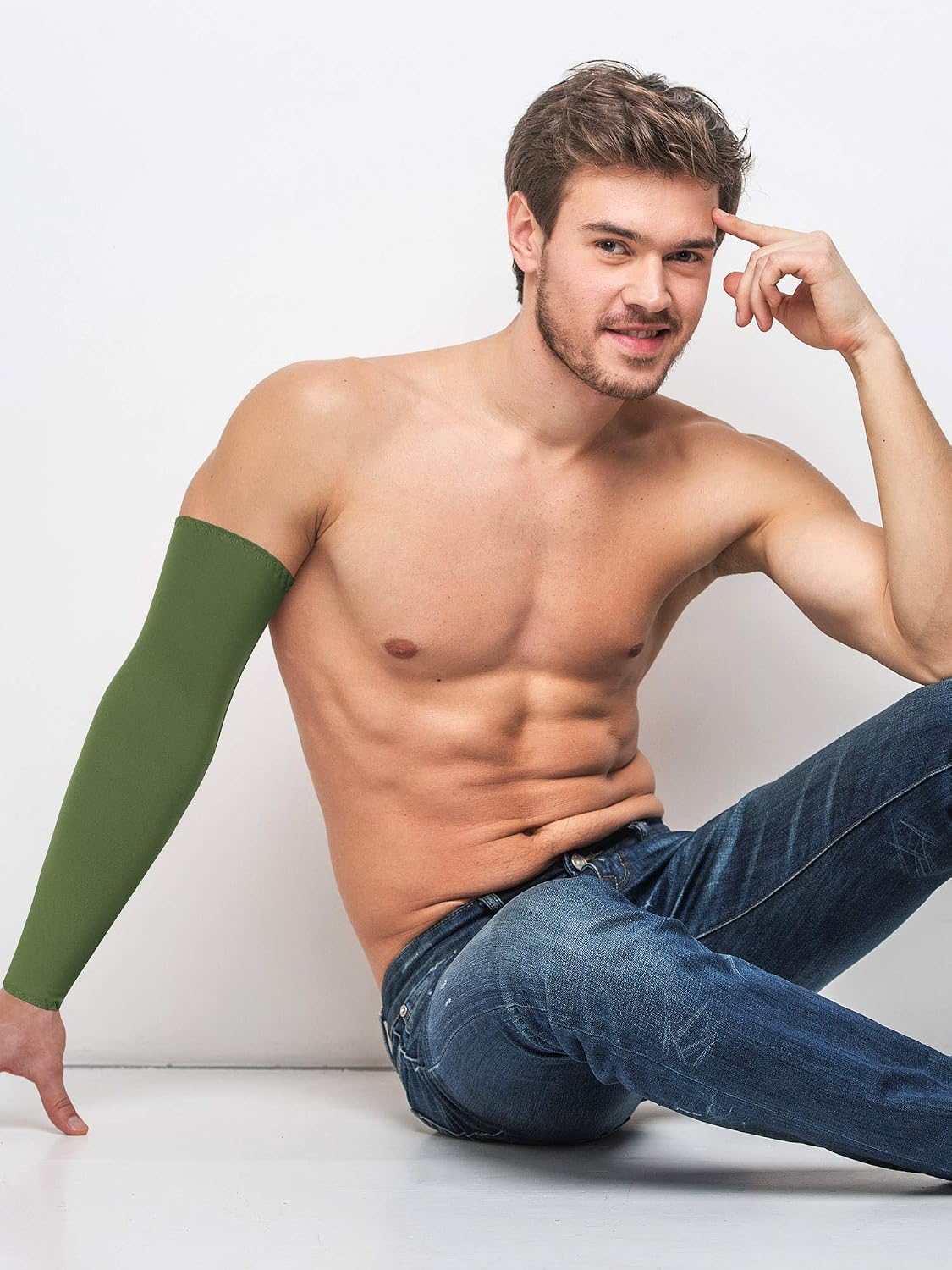 Bememo 9 Pairs Unisex UV Protection Sleeves Cooling Sun Sleeves Long Arm Sleeves Ice Silk Arm Cover Sleeves