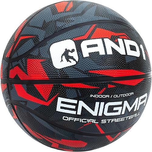 Miniatura 7 de AND1 Enigma Basketball - Streetball for Indoor and Outdoor Use, Deep Channel Construction and Durability Rojo/Negro
