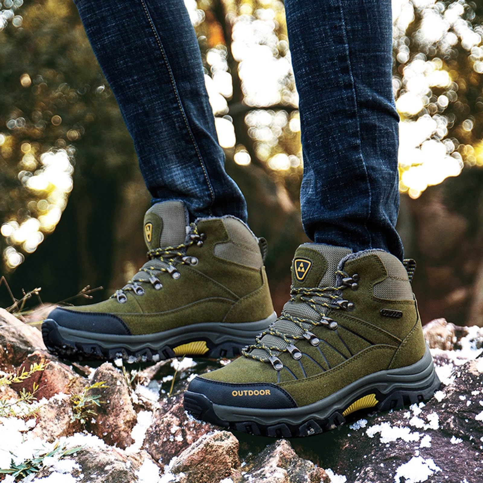 Botas Impermeable Hombre:Botas Senderismo Calientes Zapatillas Trekking Aire Libre Montaña Antideslizante Impermeables de Caza Adulto Hunter Campo