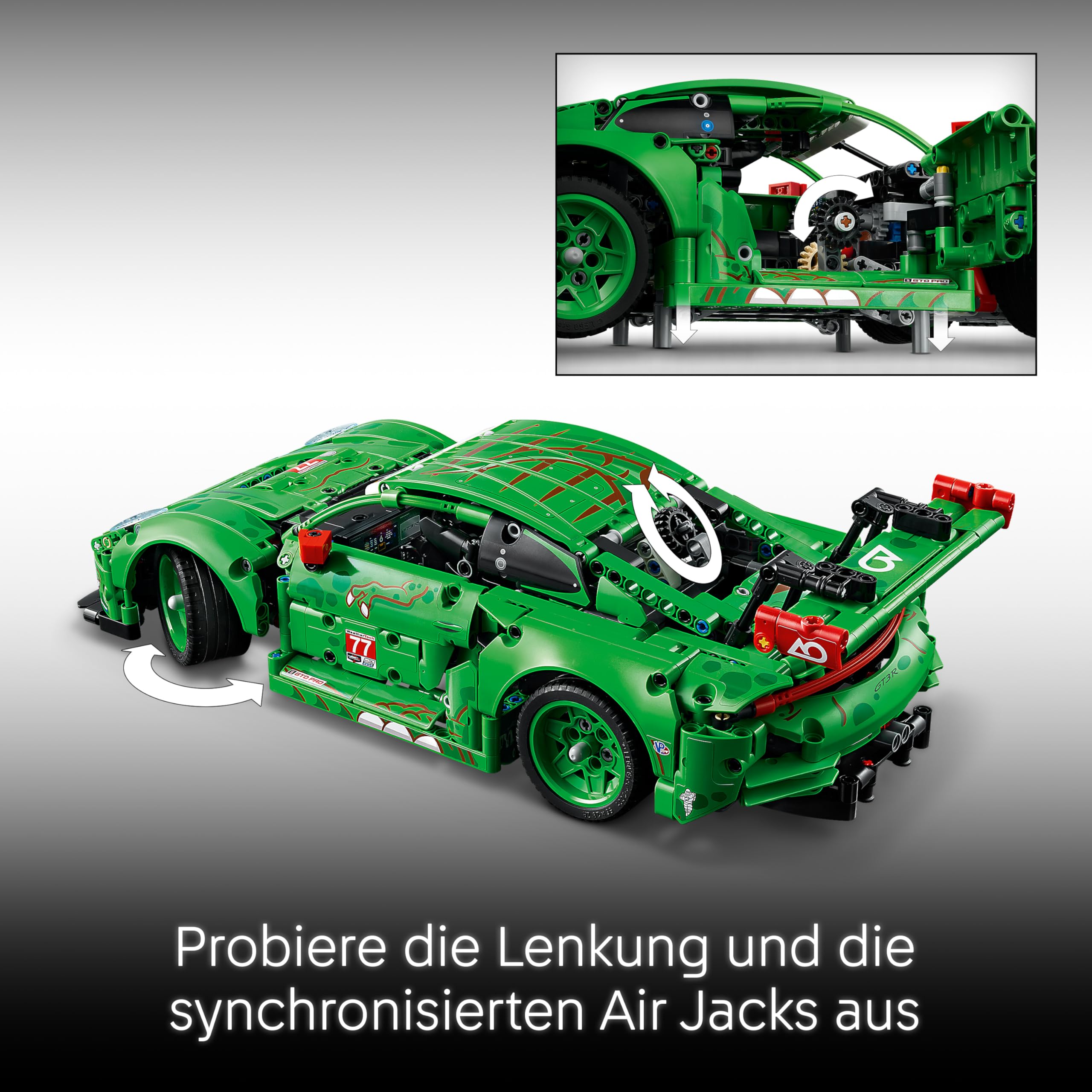 LEGO Technic Porsche 911 GT3 R Rexy AO Racing Rennwagen - Porsche Modellauto - Rennwagen zum Sammeln und Ausstellen - Porsche Modell Bauset ab 11 Jahren - Geschenk für Kinder & Autofans - 42224