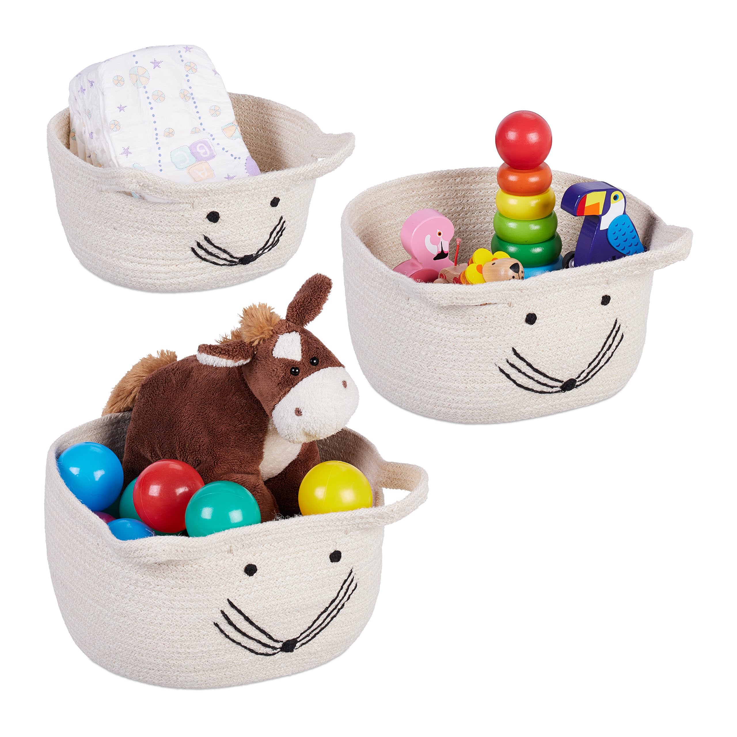 Panière à jouets pour ranger la chambre avec le lot 3 corbeilles