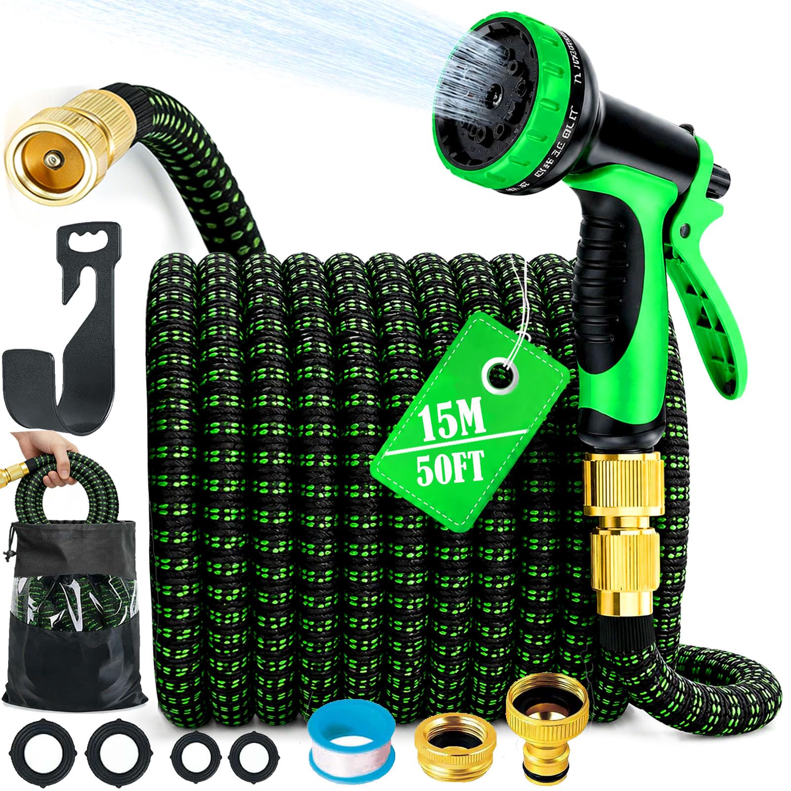NEXVORA Expandable Garden Hose, 50FT 15M Flexible Water Hose