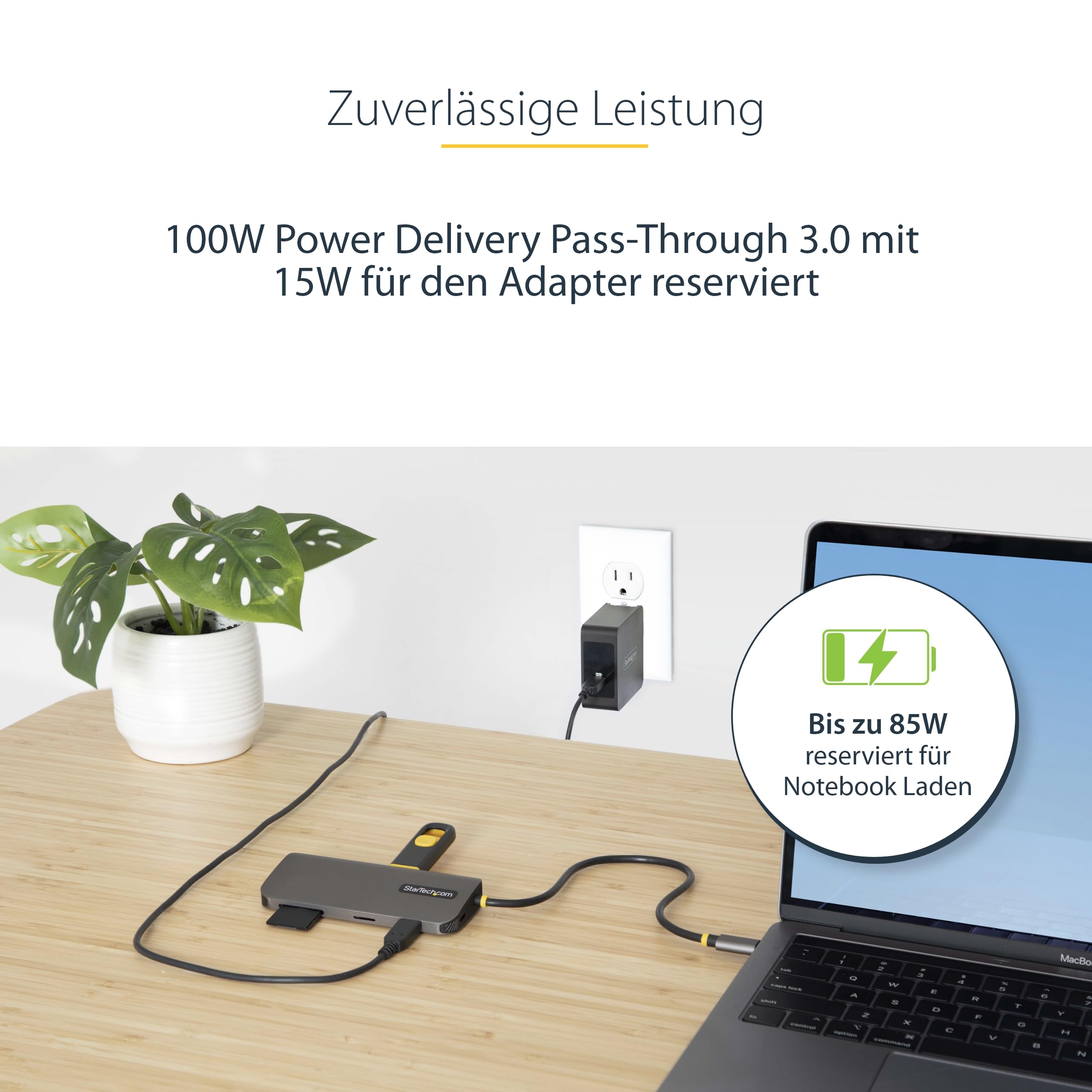 StarTech 8-in-1 USB-C Dock, 4K HDMI, USB 5Gbit/s, GbE, SD, 100W, 30cm | USB-C Multiport Adapter, Mini Dock, 3-Port USB-A Hub, MicroSD, Reiseadapter, Thunderbolt 3, HDR10, DP 1.4