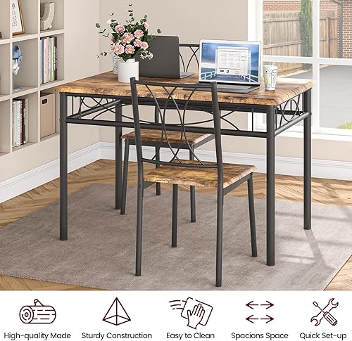 Miniatura 10 de IDEALHOUSE Juego de mesa de comedor para 2, mesa de cocina y sillas para 2, juego de mesa de cocina cuadrada con sillas tapizadas, juego de mesa de