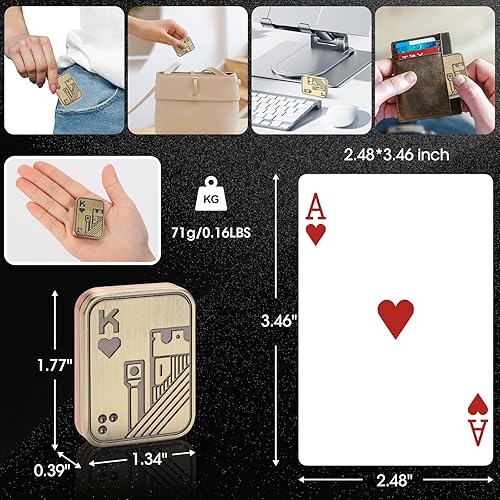 Miniatura 4 de JUDIXY Fidget Slider, tarjeta de metal de póquer, juguete para la ansiedad, juguete para la ansiedad, para adultos y adolescentes, alivia el estrés