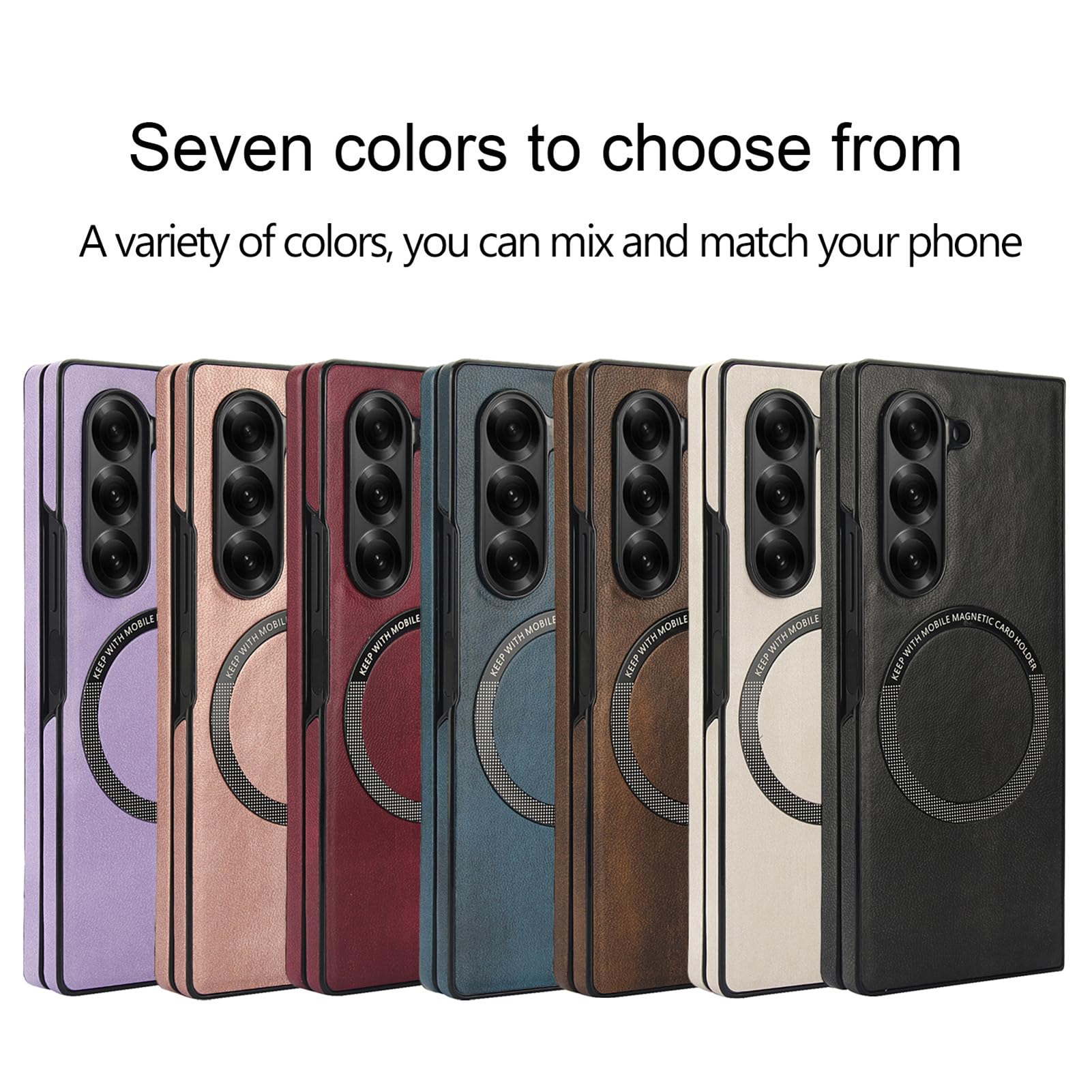 Custodia Sottile For Samsung Galaxy Z Fold 8 Ultra, Pelle Con Ventosa Magnetica Ultra Sottile Anti-Impronta Supporto Ricarica Wireless Shell Stile Business Minimalista(Brown)