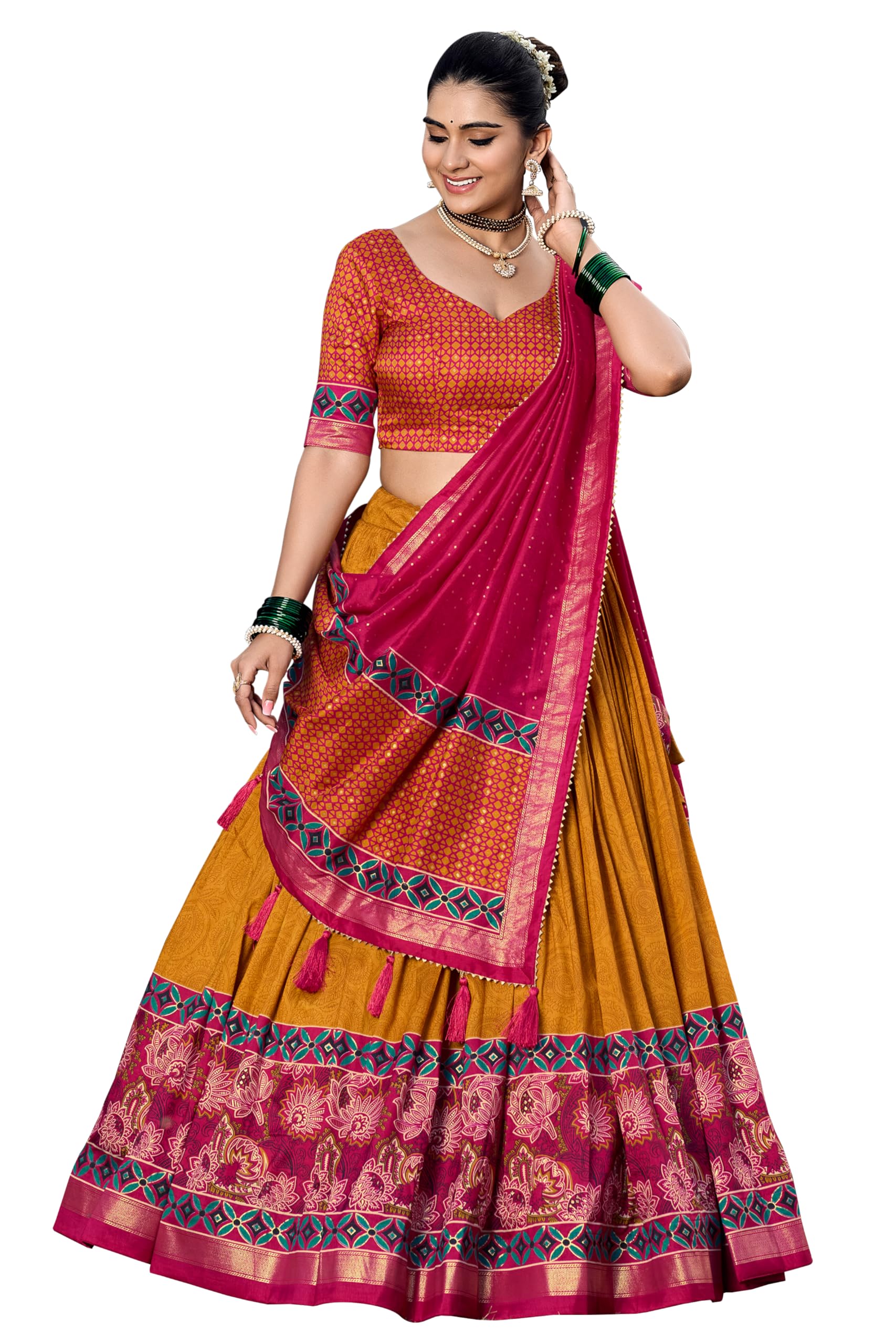 looknbook art Women's Tussar Silk With Foli Print Lehenga Choli Set-picture-38