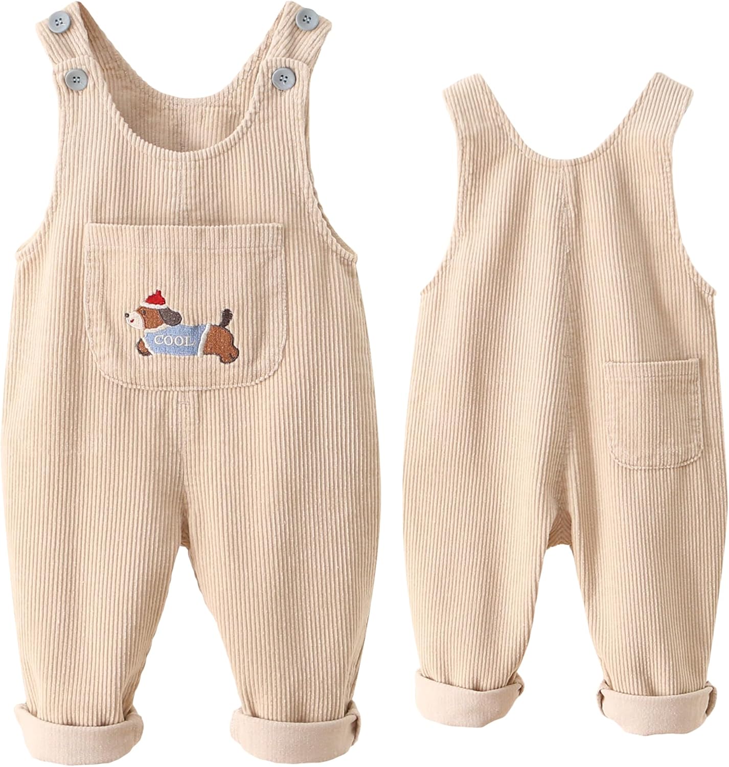 Happy Cherry Baby Boys Girls Corduroy Overalls Romper Button Buttom Adjustable Suspender Corduroy Pants Clothing Outfit