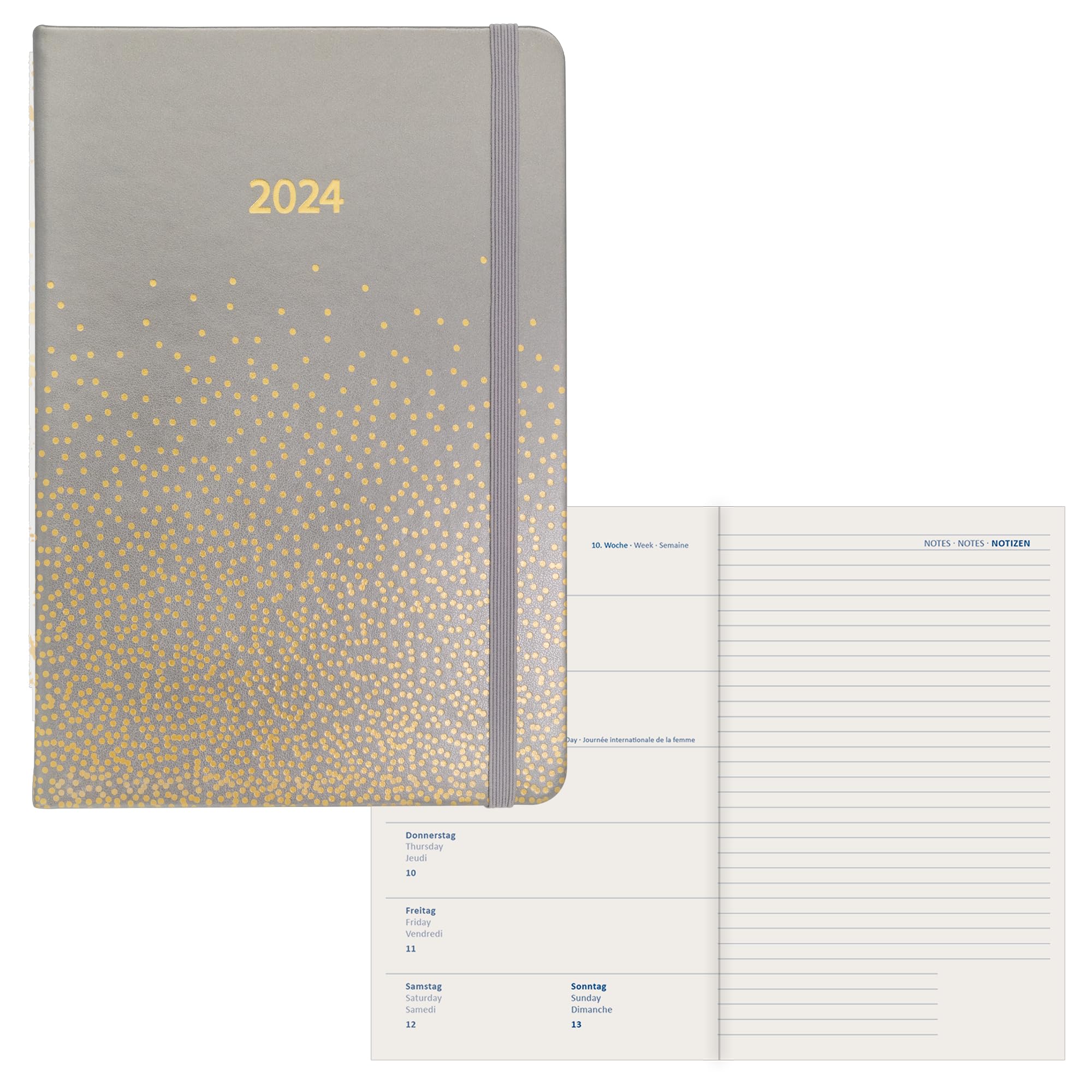 Idena 11054 - Appointment Calendar 2024, DIN A5, Sparkle Grey, 192 Pages, 1 Week on 1 Page, Agenda, Weekly Planner