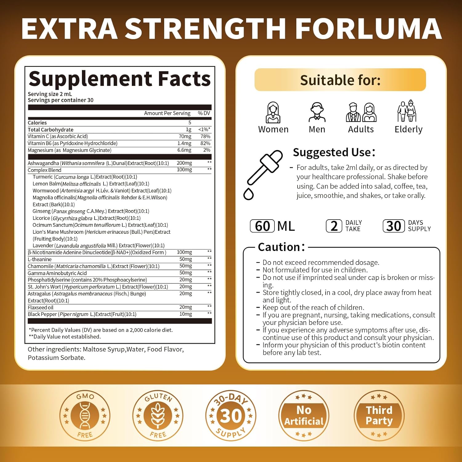 Cortisol Supplements for Women & Men, with 200mg Ashwagandha, L-Theanine & Phosphatidylserine, 21-in-1 Cortisol Manager Reducer Liquid Drops, Support Night, Focus & Energy, Pineapple, 60ml - Image 7