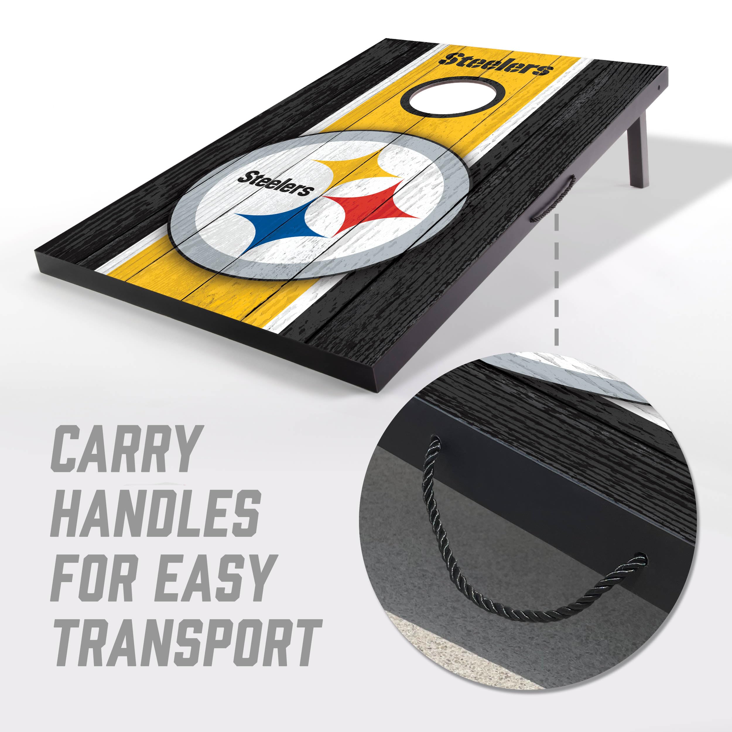 YouTheFan NFL Pittsburgh Steelers 2' x 3' Portable Cornhole Game with Logo Bags