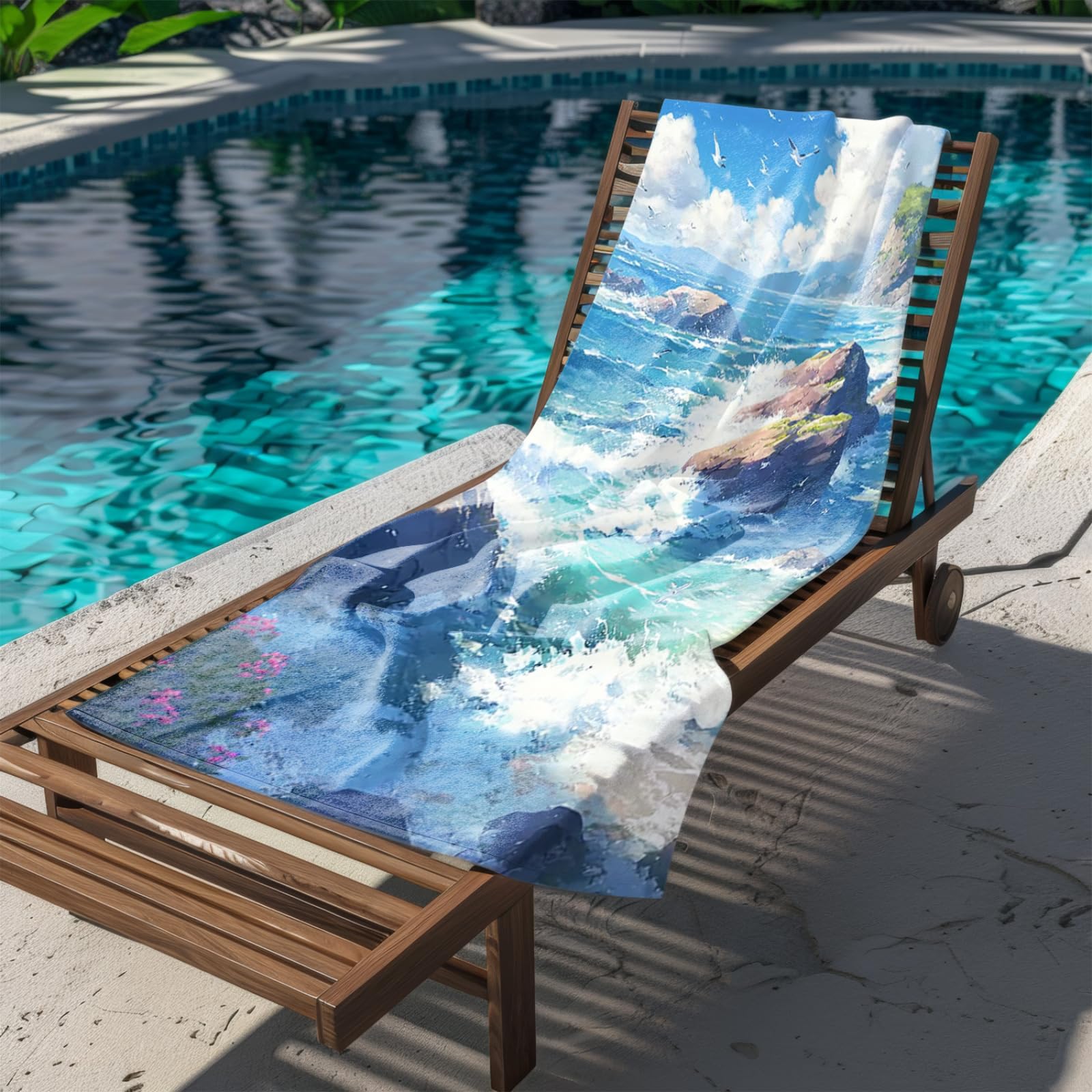 Tapis de Plage XXL Anti Sable Plage Mouettes Serviette Piscine Adulte,Natte De Plage Pliable, Voyage Accessoires De Plage Camping,Serviette de Bain Personnalisée