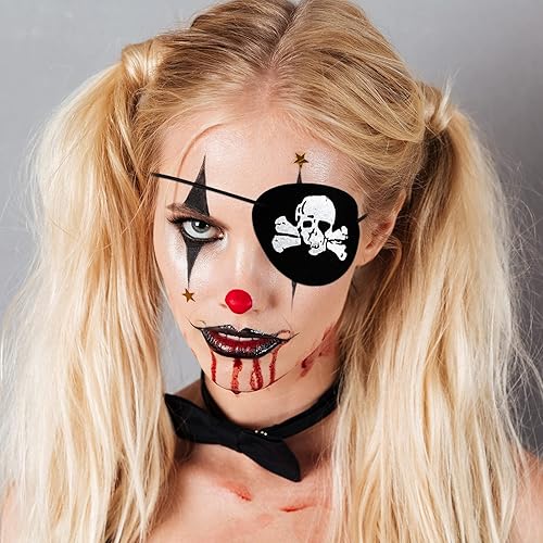 Miniatura 6 de 48 parches de ojo de capitán pirata de Halloween, parches de fieltro negro, accesorios de cosplay, parches de pirata de un ojo, parches de calavera