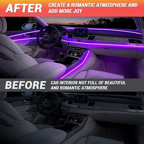 Miniatura 7 de SS VISION Tira de luces LED para interiores de automóvil de 400 pulgadas, tubo de fibra óptica alimentado por USB, RGB 8 en 1, neón para automóvil