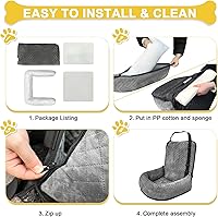 Vista 6 de Asiento de automóvil para perros pequeños y medianos, desmontable lavable, asiento elevador de seguridad para mascotas, cómodo, ultra suave y Gris