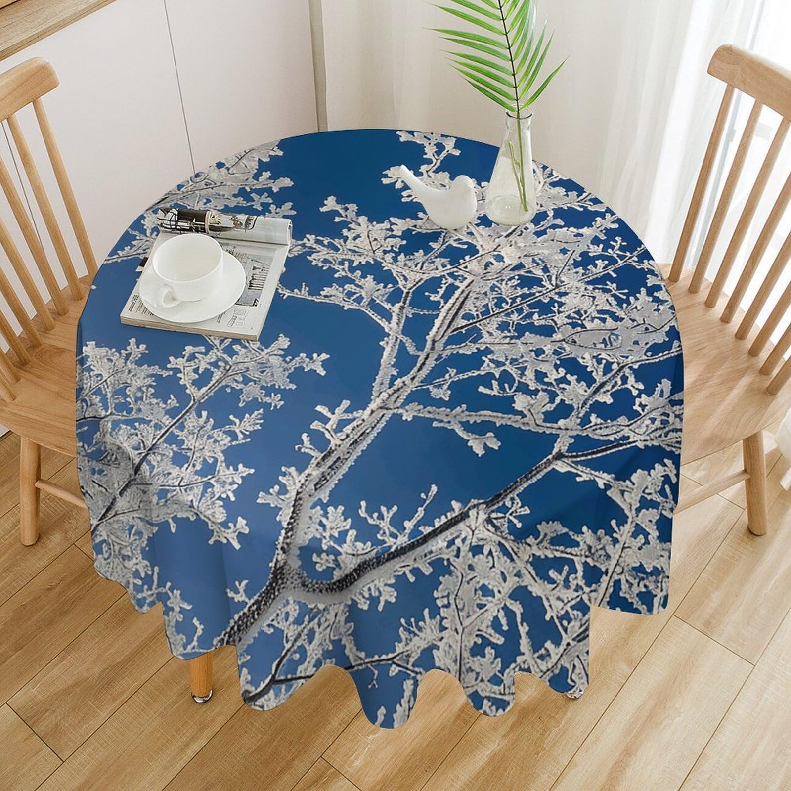 Nappe de table ronde imperméable pour votre décoration de cuisine d'hiver et terrasse
