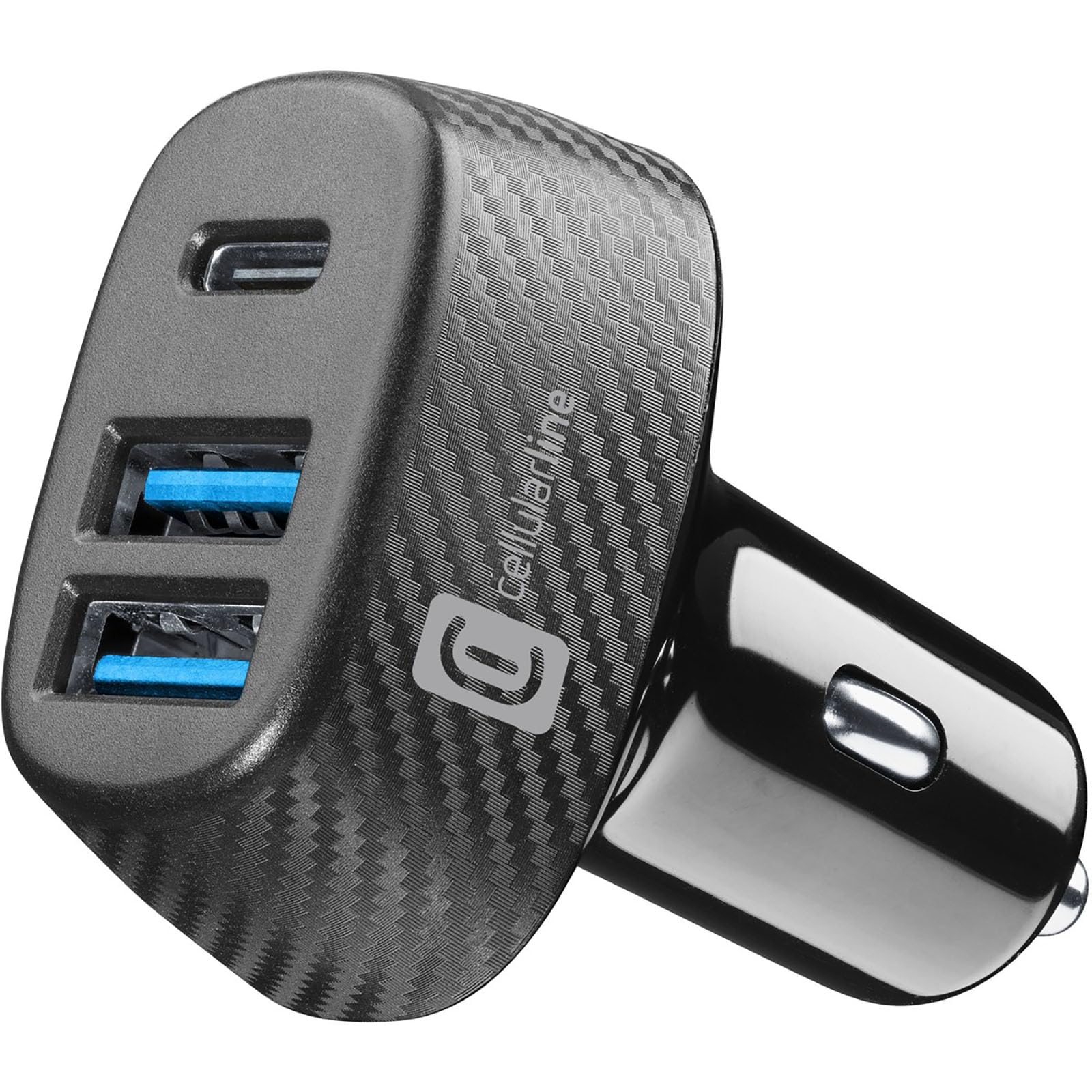 Cellularline - Caricabatterie da Auto per Accendisigari 12/24V- Ricarica Veloce 44W - 2 porte USB - 1 Porta USB C