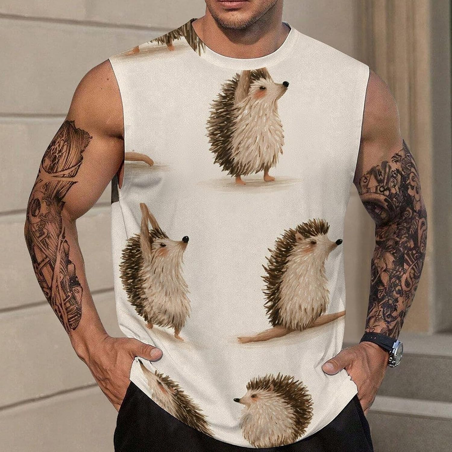 Hedgehog Yoga Men's Sleeveless Shirt Small