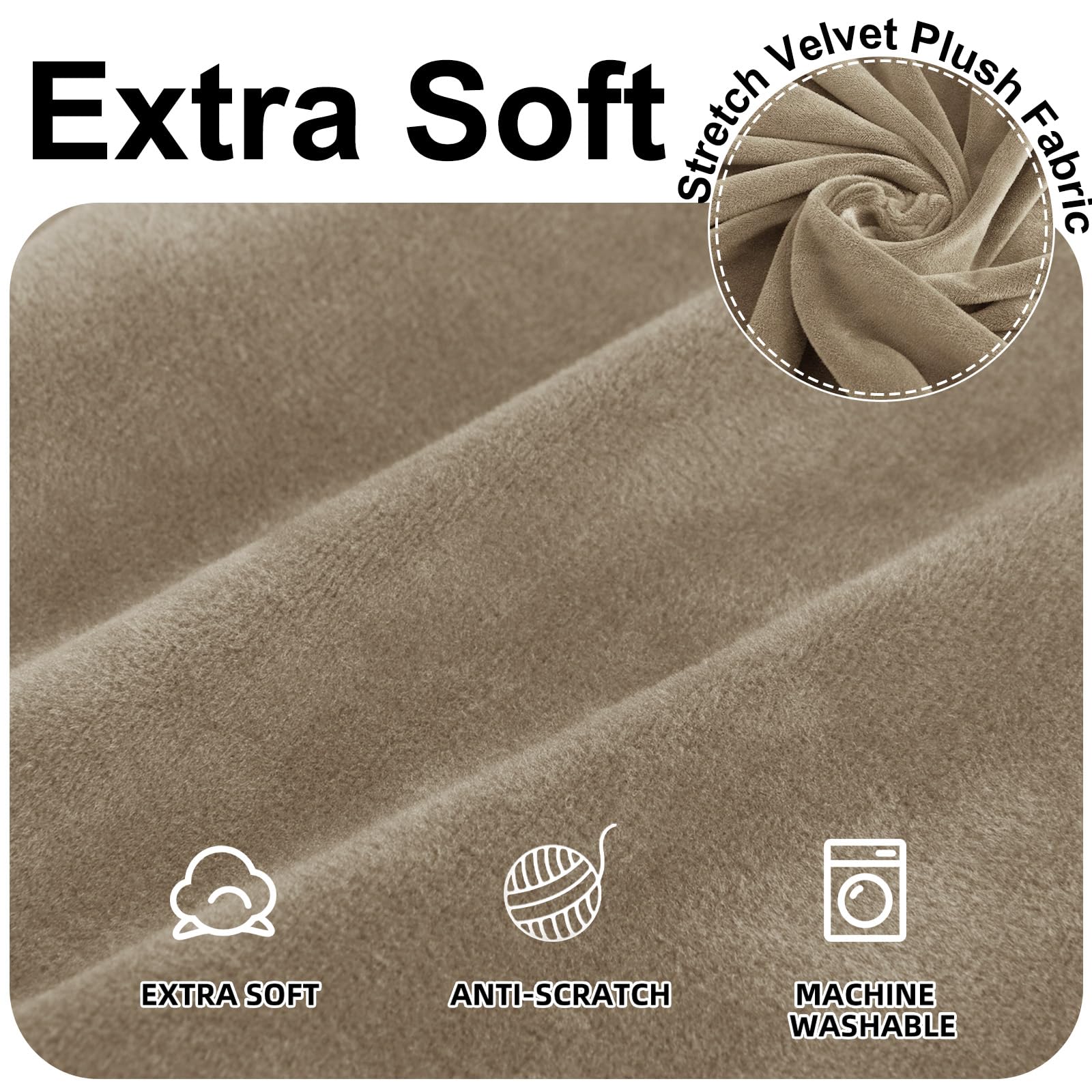 Ystyle Copridivano Velluto, Copridivano 3 Posti con Braccioli, Copridivano AntiGraffio Gatto, Copri Divano Elasticizzato, Universale Copridivani Antimacchia Lavabile Antiscivolo, Cammello