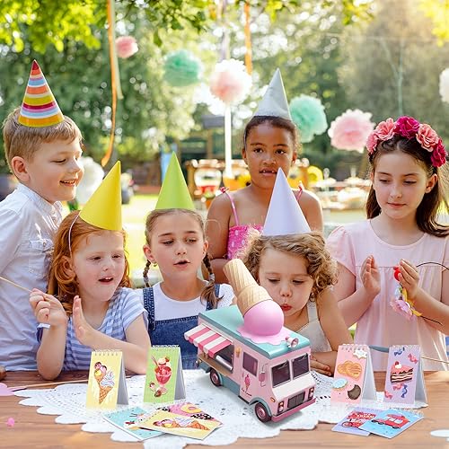 Miniatura 7 de Zonon Paquete de 24 mini cuadernos de helado en espiral, recuerdos de fiesta para niños, mini bloc de notas de helado, regalos a granel para regalos